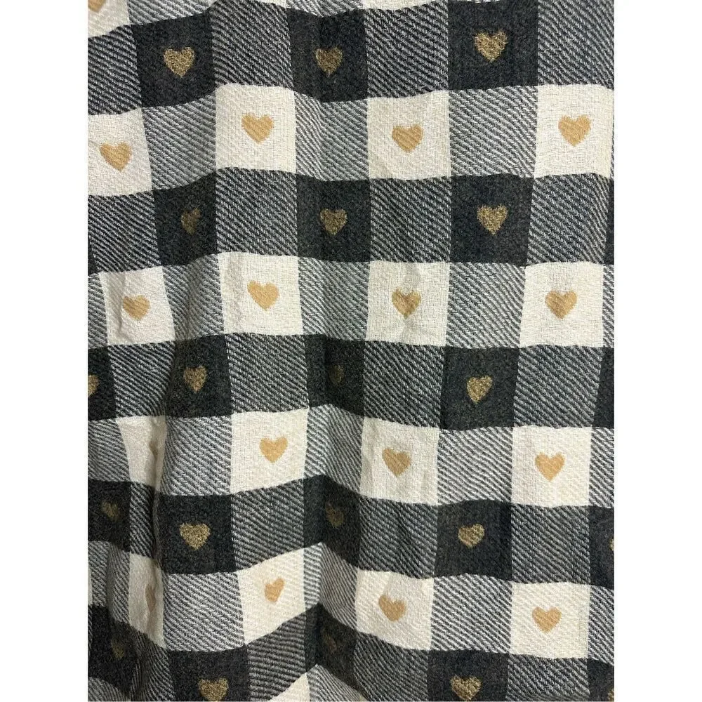 Heart detailed plaid checkerboard scarf